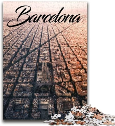 Puzzle mit 1000 Teilen für Erwachsene, Geschenke „Barcelona“, 1000 Teile für Teenager, mit passendem Poster und Quizblatt, für Kinder ab 14 Jahren (26x38cm)