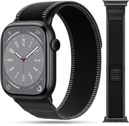 Ronkakar Trail Loop im Leder Kompatibel mit Apple Watch Armband Ultra 3 2 Ultra 49mm 46mm 45mm 44mm Damen Herren, Elastisches Gewebe Sport Nylon Armbänder für iWatch Serie 11 10 9 8 7 6 5 4 SE 3 2 1