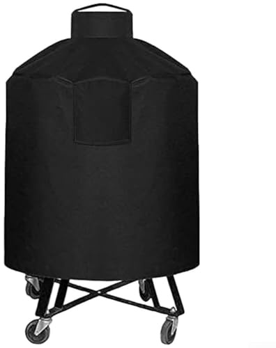 Qualoramall Wasserdichte Grillabdeckung für extra große 61-66 cm Grills, Oxford-Polyester mit Vinyl-Beschichtung, elastischer Saum und Schnallenriemen, Netz-Entlüftungs-Design (schwarz2)