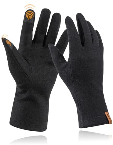 ACUSHLA 100% Merinowolle Handschuhe Herren Damen, Touchscreen Ski Outdoor | 100% Merinowolle Unterhandschuhe mit Touchscreen. Weich und atmungsaktiv als Basisschicht für Ski, Wandern, Radfahren Outdoor