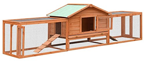 Mokuyary Kaninchenstall 310x70x87 cm Kiefernholz & Tannenholz Hasenstall, Hasenkäfig Kleintierkäfig Kleintiergehege Hasenhaus, Hühnerstall Meerschweinchenstall