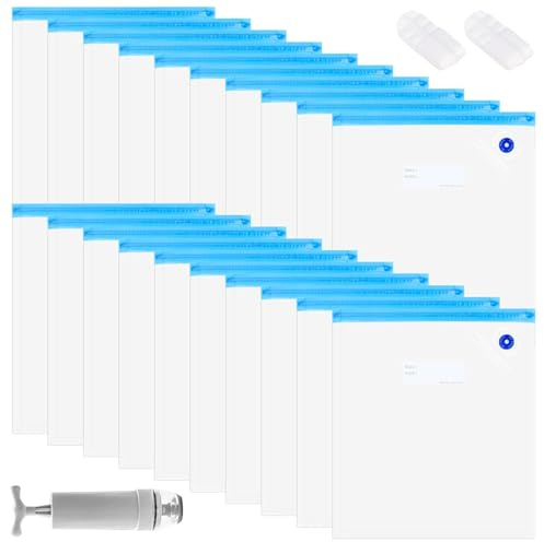 20 Reusable Filament Storage,30×34cm Filament Vacuum Bags with Hand Pump and Sealing Clip,Vacuum Storage Bags,Vacuum Seal Bags for Lunch Sandwich Snacks Fruit Bag Food Storage,Meal Prep and Sous Vide