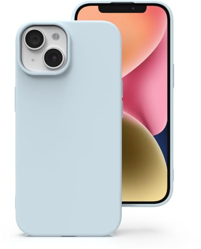 Zuvirelx Silicone Case for iPhone 14 Plus, Soft Grip, Thin, Minimalist, Shockproof, Non-Slip, Pocket-Friendly - Ice Blue