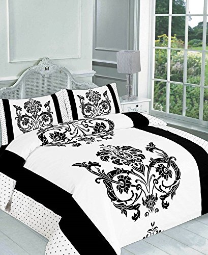 Artistic Fashionista Luxury & Modern DARCY Duvet/Quilt Cover & Pillowcases Bedding Set - Printed Range (Double, Black)