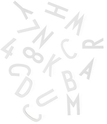 Design Letters Buchstaben und Zahlen für Message Boards, 50mm, 159 Stück (Weiß) - Das scharfkantige Design der Buchstaben sorgt für EIN grafisches und stilvolles Erscheinungsbild