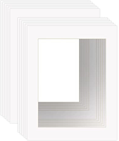ZBEIVAN 11 x 14 weiße Passepartouts für 8,5 x 11 Bilder mit Kern-Schrägschnitt-Rahmen, matt, 12 Stück