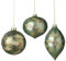Luxury Set of 3 Large Green HOLLY LEAF & Red BERRY Design Glass Christmas tree Baubles Decorations with Gold Glitter Detail - 10cm