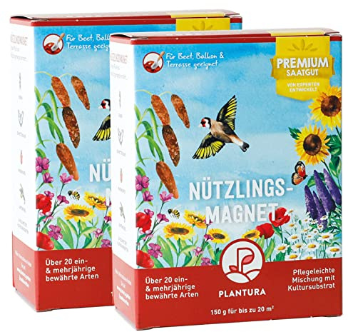 Plantura Nützlingsmagnet, 300 g, Premium-Saatgut für Nützlingswiese, EIN- & mehrjährige Blumenmischung für Beet & Topf