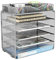 EasyPAG 5 Tier A4 Mesh in Tray Desk Tidy File Holder Magazine Organiser Paper Storage Desktop Office Supplies Organiser Rack,Silver
