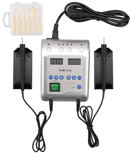 LVCHEN Dental Electric Waxer - Lápiz de talla de cera SJK para modelo, esculpir con bolígrafos dobles y 6 puntas de cera, equipo de laboratorio dental, herramientas de cera