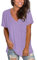 MOLERANI Damen Kurzarm V-Ausschnitt Shirts Loose Casual Tee Sommertops mit Tasche (M, Helllila)