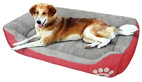 wuuhoo® Hundebett Lucky 90cm für große Hunde - weiches Haustierbett, waschbares Hundekörbchen für Hund oder Katze, Flauschiger Hundekorb - rot