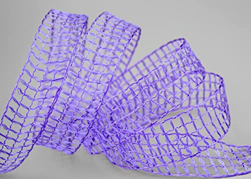 finemark 3 m x 25 mm Gitterband Alex Flieder Lavendel Dekoband mit Drahtkanten Drahtkantenband Glanz Netzband Floristik Dekorieren Basteln glänzend Schleifenband Geschenkband Tischdeko