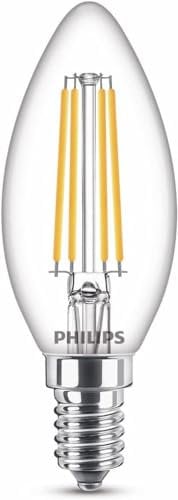 Philips ampoule LED Flamme E14 40W Blanc Chaud Claire, Verre, Compatible Variateur