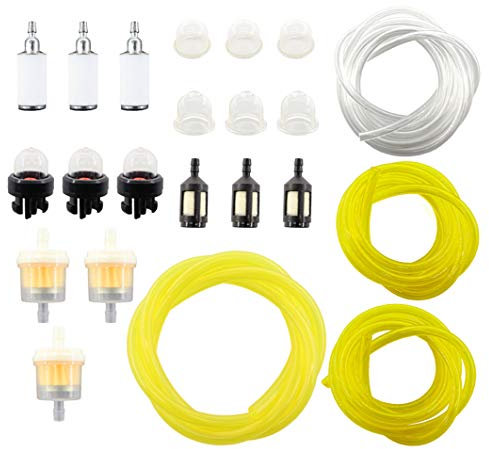 MCHNIC 4 Größen Benzinschlauch Kraftstoffschlauch Kraftstofffilter Benzinfilter Kraftstoffpumpe Vergaser Primer Birne Pumpe für Kettensägen Motorsäge Rasenmäher Freischneider Trimmer Mower Motorsense