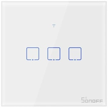 Sonoff T0EU3C Interrupteur d'éclairage Verre trempé, Polycarbonate (PC) Blanc