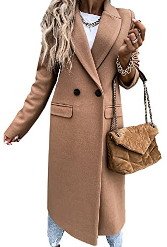 Abrigo De Lana con Cuello De Traje Largo De OtoñO E Invierno Abrigo De Mujer Grueso Y CáLido