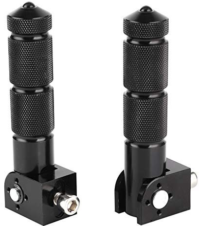 Qiilu M8 Repose-pieds Pliables pour Moto, 2 Pièces Pédales en Aluminium pour Moto électrique Anti-dérapant 8MM Universel 90 Degrés Fixe Pliant la Tige de Support de Pédale de Passager(Le noir)