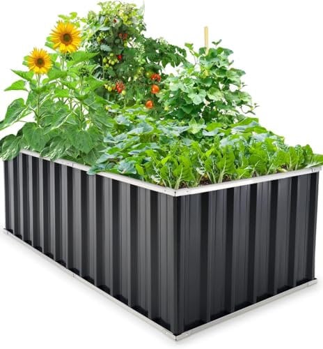 KING BIRD Hochbeet 174x90x60cm, verzinkter Stahl Frühbeet, rostfrei & stabil,Pflanzkasten für tief bewurzeltes Gemüse Kräuter Blumen,Grau