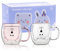 SHENDONG Set di 2 tazze con orsetto carino tazza da tè e caffè con manico da 241 ml, doppia parete in vetro isolato, regalo per compleanno, San Valentino e ufficio (Rosa bianco)