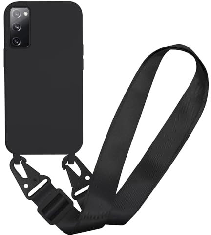 MBSLFY Coque avec Cordon pour Samsung Galaxy S20 FE 5G, Collier pour Étui Housse TPU Anti-Choc Colliers Protection Complète Cover de cellulaire Mince Réglable Lanyard Case, Noir