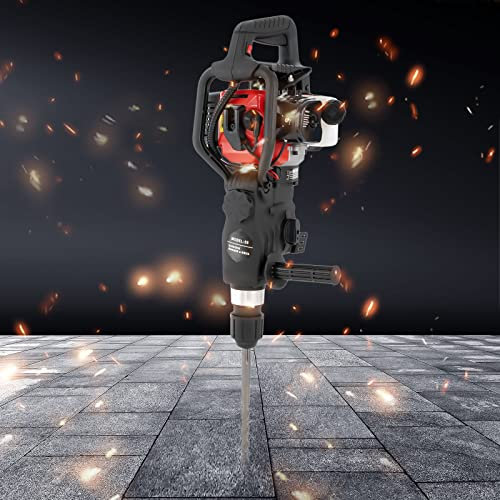 Portable Gasoline Demolition Jack Hammer Jackhammer 2-Stroke Concrete Breaker Petrol Handheld Stone Crushing Drilling Gas Machine Rock 3In1 Chisel Driller Drill Crush Mountain Splitter Honey