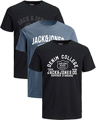 JACK & JONES Herren 3er-Set T-Shirts aus Baumwolle (Big Size Mix 7, 3XL)