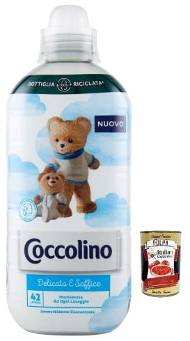 Coccolino Delicato e Soffice,Weichheit bei jeder Wäsche,Konzentrierter Weichspüler,42 Wäschen, 980ml + Kostenlose Italian Gourmet Polpa di Pomodoro 400g Dose