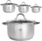 KARL HAUSMANN Topfset Induktion Edelstahl 4-Teilig - Kochtöpfe für Alle Herdarten - Kochtopf Set mit Glasdeckel - Töpfe mit Messskala - Topf Set - Kochtopfset - Topfsets - Pots - Induktionstöpfe