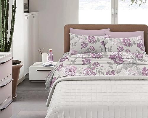 Il Gruppone Passione Casa Completo Letto in Cotone Di Flanella Calda e Morbida Anti Pilling - Set Lenzuola Flanellato 3 Misure parure con Federe - Singolo - Riga Rosa (Singolo, Roses Pink)