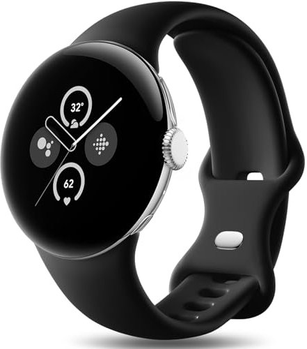 Easuny Armband Kompatibel mit Google Pixel Watch 2 Armband/Google Pixel Watch Armband, Verstellbares Weich Silikon Sport Armband für Google Pixel Watch/Pixel Watch 2 für Damen Herren, Klein Schwarz