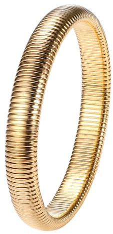 Flongo Dickes, elastisches Armband für Damen: Edelstahl-Stretch-Armbänder, Schmuck, Armreif, Armbänder, Weihnachten, Valentinstag, Geschenke für Frauen, Mädchen, Freundin