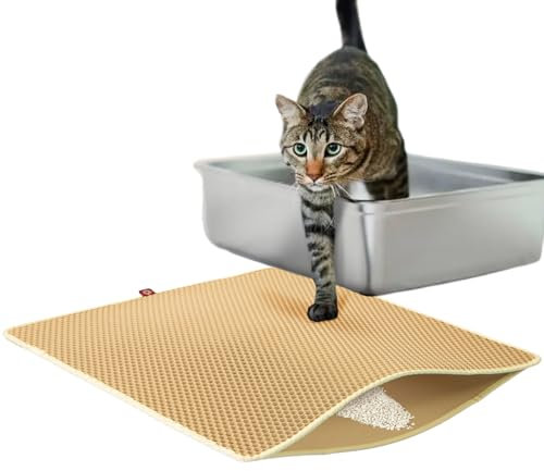 CanadianCat Company | Katzenklo Matte groß XXL, Katzenstreu Matte, Vorleger für Katzentoilette, Katzenmatte, Katzenstreumatte, beige, 80 x 65 cm