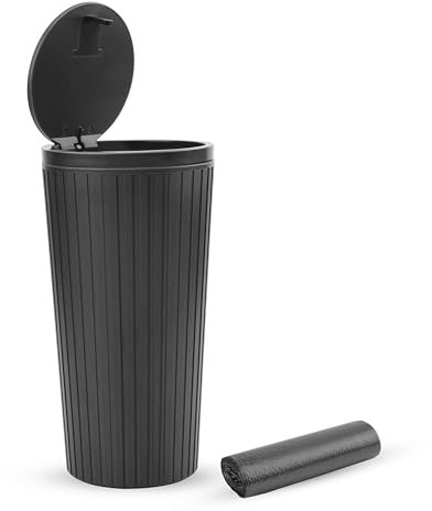 TEKONDA 1 poubelle de voiture avec sac poubelle mini poubelle avec couvercle pour voiture, chambre à coucher, bureau, petite poubelle