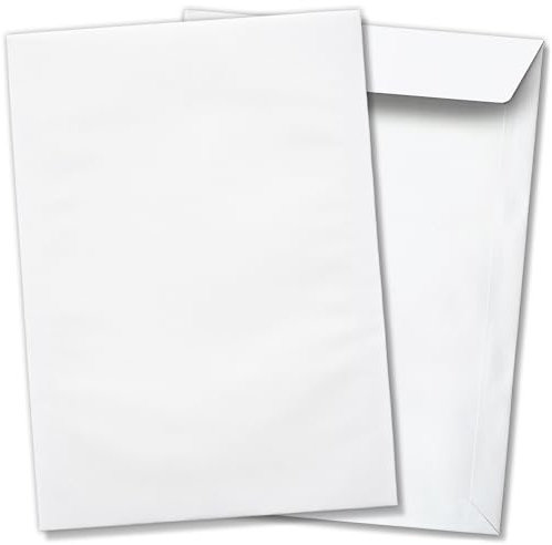 Einladungskarten Manufaktur Hamburg 100 x Briefumschläge ohne Fenster DIN C4 für A4 (229 x 320 mm), gerade Klappe, selbstklebend, weiß, 120 g/qm Bewerbung und Dokumente