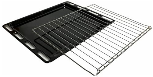 FIGEVIDA Griglia Ripiano Acciaio Forno Franke Originale 452x385x95mm + Leccarda Teglia Nera Smaltata 451x385x22mm, 133.0298.849-133.0047.069, Kit Sostitutivo
