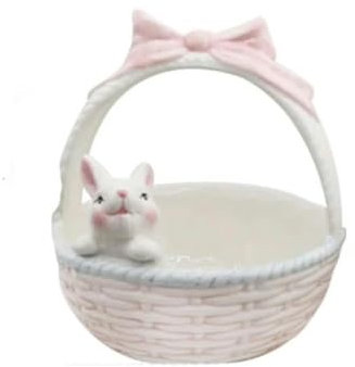 Keramik-Kaninchen-Osterkorb, Porzellan-Hasenschalen, niedliche Partygeschenke, Blumentopf, kleine Süßigkeiten-Servierschalen, Kinder- und Kindergeschenke, 16 cm x 15,5 cm x 18,3 cm