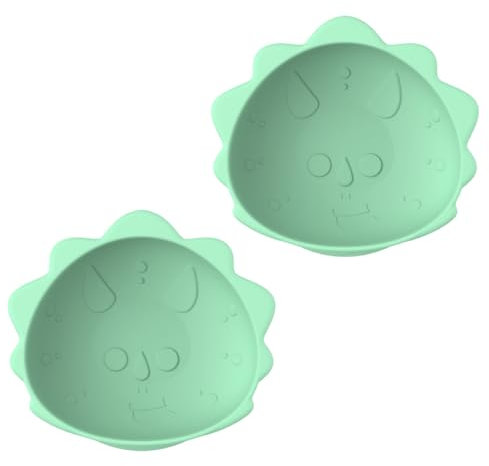melii Silicone Suction Bowl for Babies and Toddlers, 2-Pack, 10.1 oz, Dinosaur, 100% Food Grade Silicone, Animal Shaped, BPA Free, Dishwasher & Microwave Safe