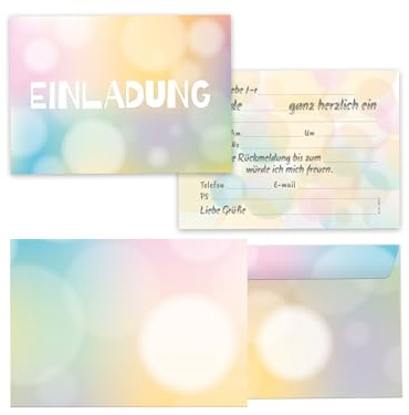 Limonia 15x Einladungskarten mit Umschläge zum Kindergeburtstag - Geburtstagseinladung Pastell Stylishe Einladung zum Geburtstag für Jungs und Mädchen Kinder und Erwachsene Unisex