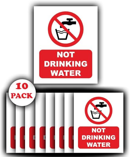 10er-Pack Not Drinking Water-Schilder – selbstklebende Vinyl-Aufkleber, nicht abziehbare Wasserwarnung, wasserdicht, 110 mm x 90 mm, ideal für Arbeitsplatz, Schule, Büro, Baustelle