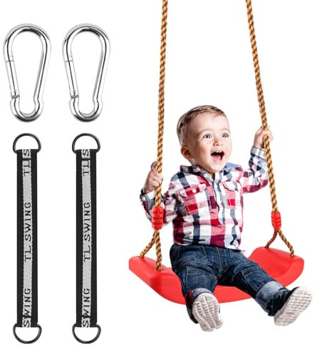 NVIYAM Balançoire Enfant Exterieur, Balançoire Enfant Exterieur et Interieur, Siège Balancoire Interieur, Assise Balancoire, Balançoire en Plastique de Premier Choix - Hauteur Réglable, Rouge