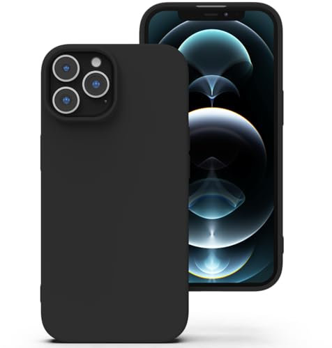 Zuvirelx Glatte Silikon hülle für iPhone 12 Pro Max, Staubbeständig, Slim, Taschentauglich Handyhülle Cover Case für Apple iPhone 12 Pro Max - Schwarz
