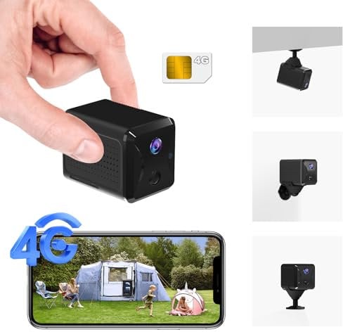UCOCARE 4G LTE Mini Überwachungskamera mit SIM Karte, Überwachungskamera ohne WLAN mit Akku 5200mAh, 1080P HD Mini Kamera Innen Kabellos, 160° Blickwinkel, 10m Nachtsicht, AI Bewegungserkennung
