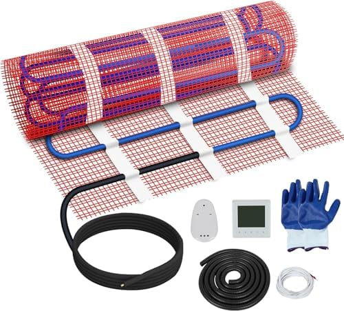 KEZERS Chauffage au sol électrique 150 W/m², autocollant, pour carrelage, stratifié et plus, thermostat numérique tactile avec programme hebdomadaire pour salle de bain, couloir, chambre à coucher,