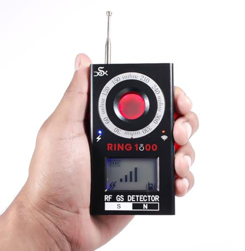 Detector de microespías, cámaras ocultas y GPS, alcance de acción de 4 metros, detector antiespionaje portátil, pantalla grande con sistema digital – Para coche y alquiler (RING 1000)