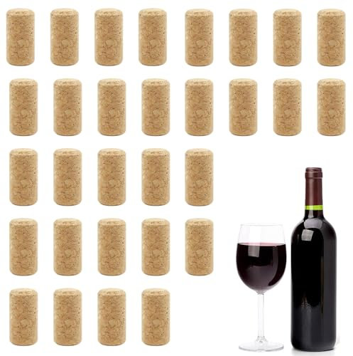 30 Pcs Wine Corks, Wooden Replacement 21mm * 40mm, Good Air Tightness for Beer and Liquor Bottles, Home Restaurant Cocktail Party