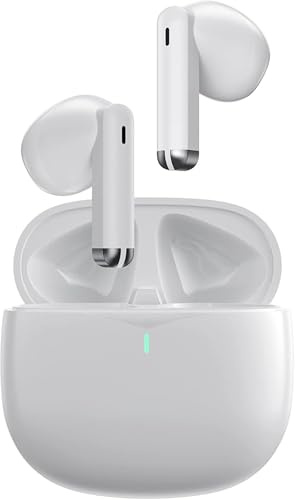 h24z E28 Bluetooth 5.3 Ohrhörer - Kabellose In-Ear-Kopfhörer mit 4 Mikrofonen, ENC-Geräuschunterdrückung, IPX5-Wasserdichtigkeit, USB-C-Schnellladung und müheloser Konnektivität (weiß)