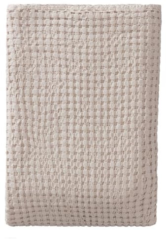 URBANARA Veiros Tagesdecke 180x200 cm I 100% Baumwolle Made in Portugal Waffelpique Nachhaltig & Weich I Sofa Bett-Überwurf Couchdecke Wohndecke Kuscheldecke Plaid Bedspread Oeko Tex 100 I Beige