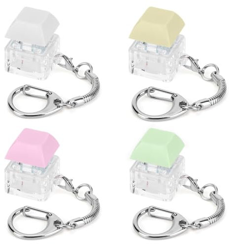 4pcs Keyboard Fidget Keychains, Keyboard Fidget Toy, Keyboard Keychain Keyboard Clicker Silent Toys Button Stress Relief Gifts for Adult to Relief Stress Pass the Time