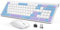 JOYACCESS Clavier et Souris sans Fil Ergonomiques, France AZERTY, Silencieux, Portable, Inclut des Ports USB-A et USB-C, Film Protecteur pour Clavier, pour Mac/PC/Laptop/Windows - Bleu et Violet